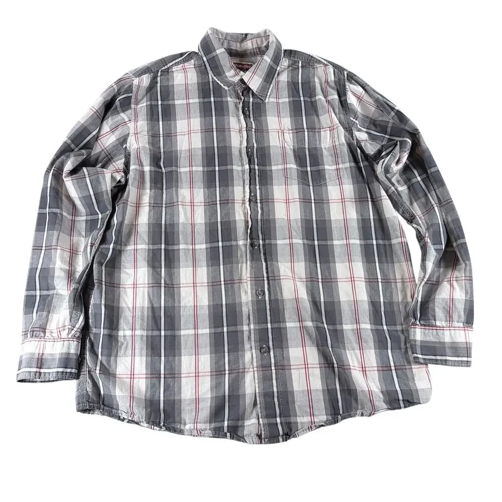 2 Wrangler Jeans Co, Plaid Long Sleeve Shirts - Men's Sz‎ L